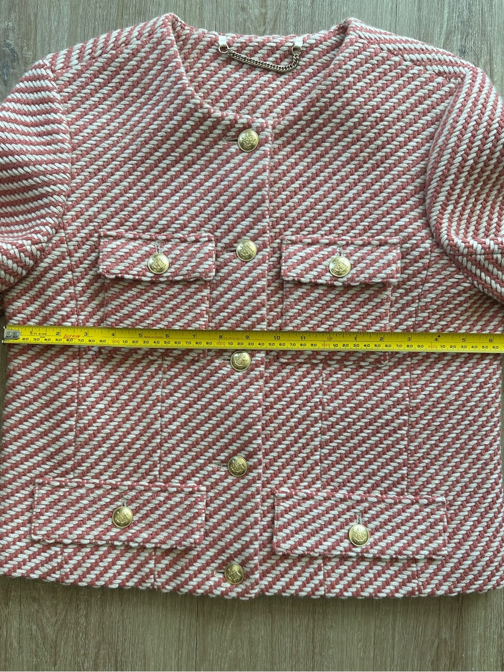 J CREW | ISABELLE PINK & WHITE TWEED LADY JACKET | GOLD TONED BUTTONS, LINED EUC - Picture 4 of 7